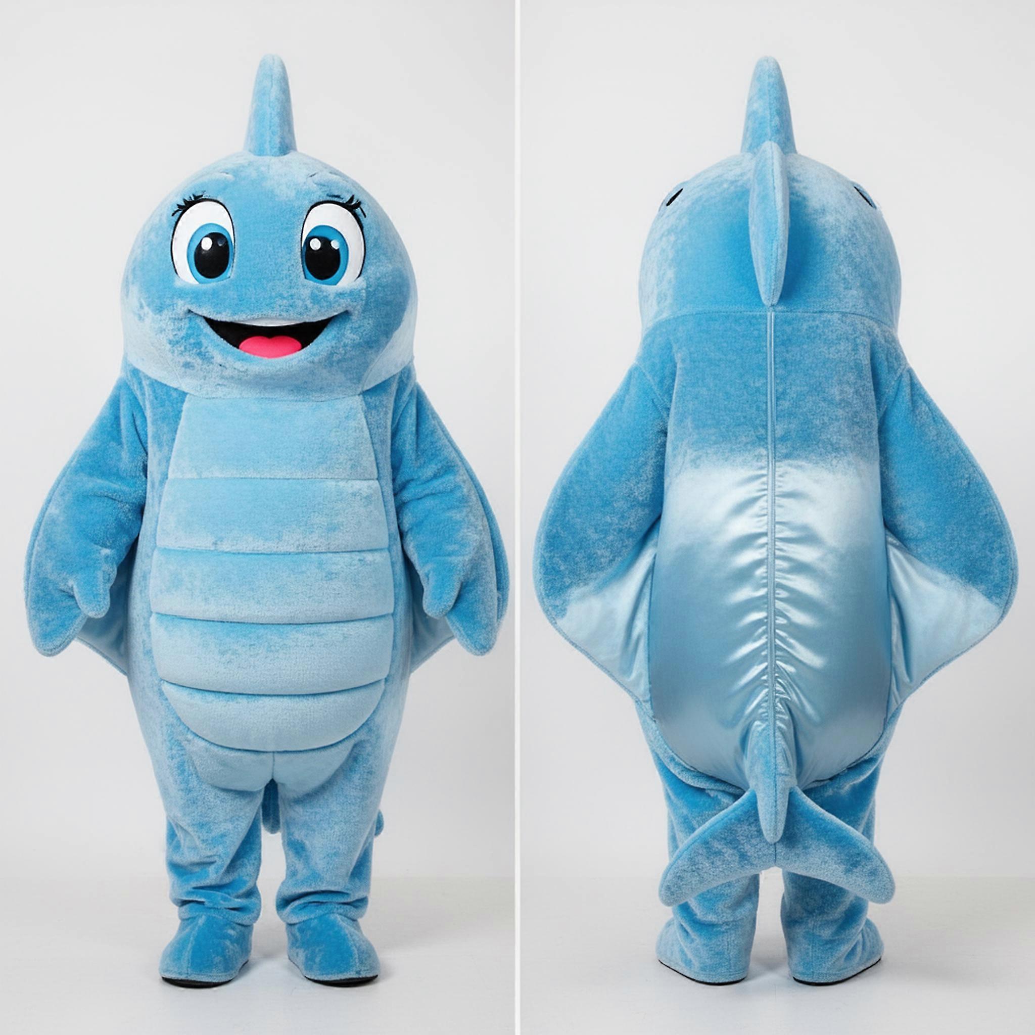 MASTICOT Sky Blue Plush Faced Manta Ray Mascot