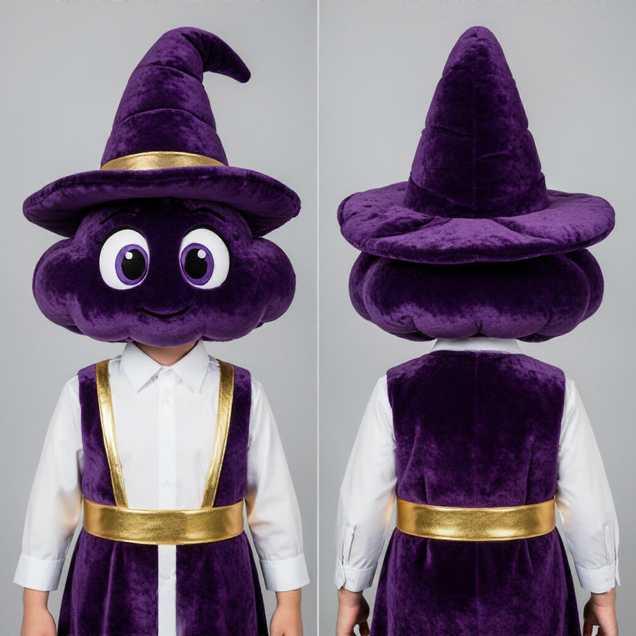MASTICOT Deep Violet Plush Witchs Hat Mascot
