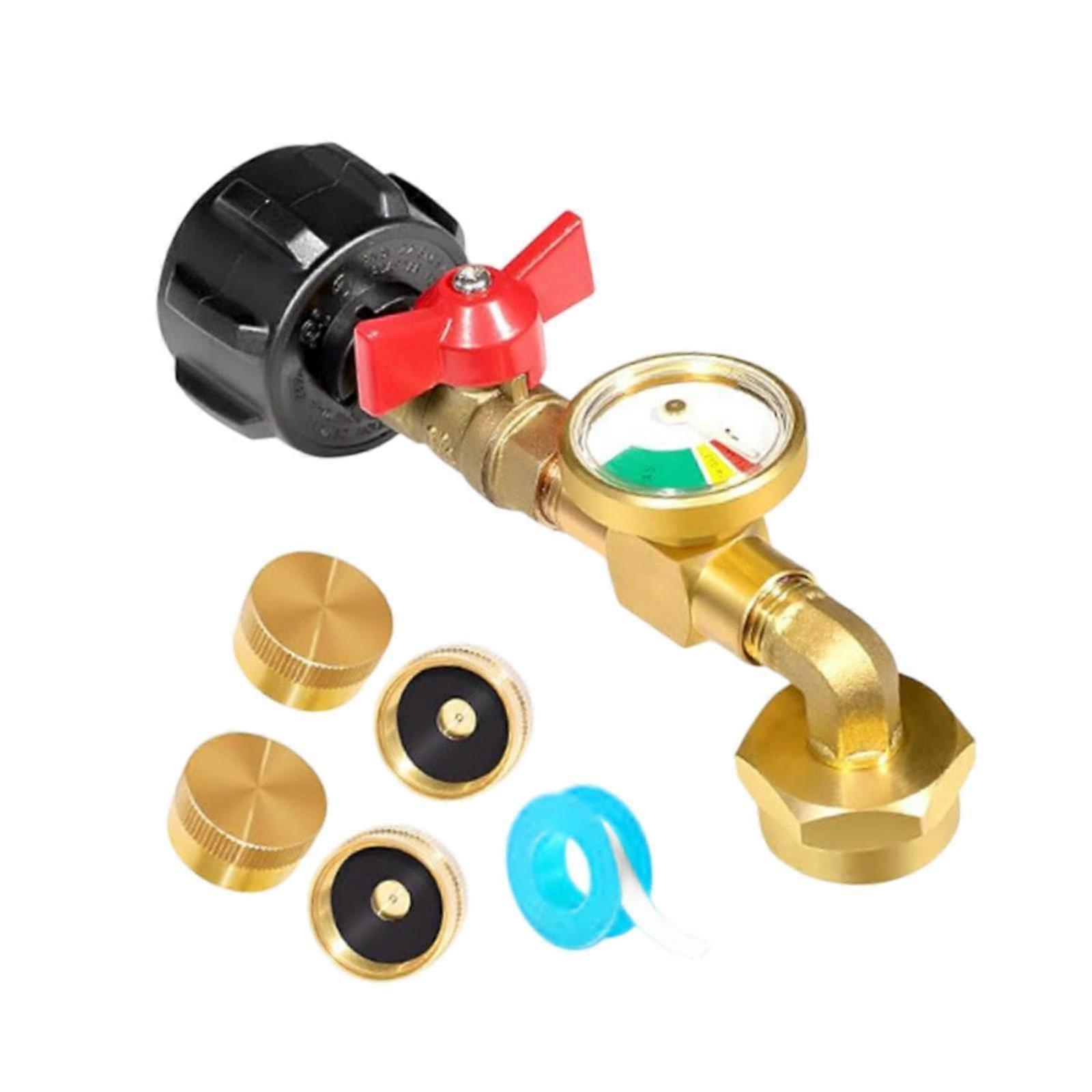 Brass Propane Refill Adapter With Gauge