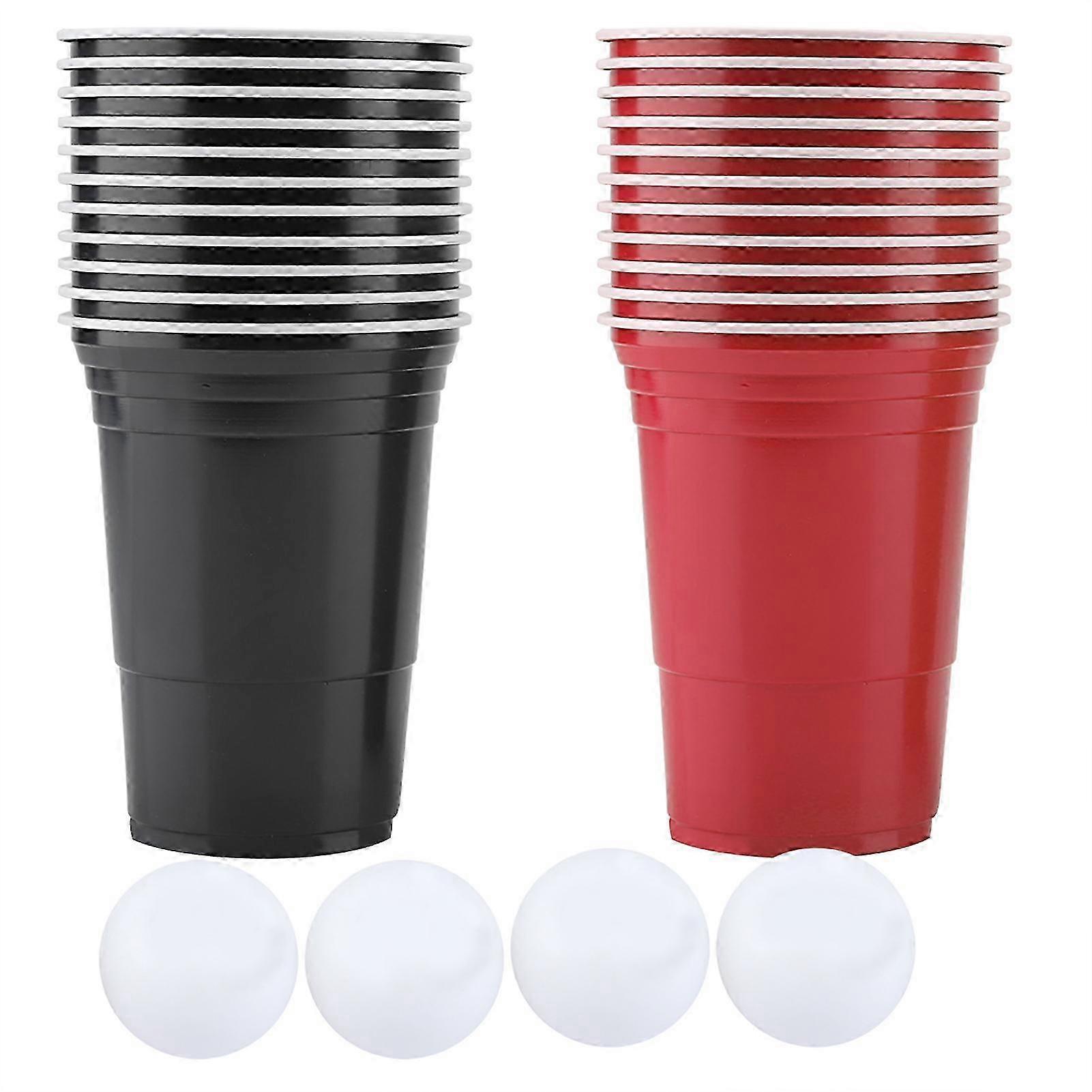 22pc Red Black Beer Pong Cup Set