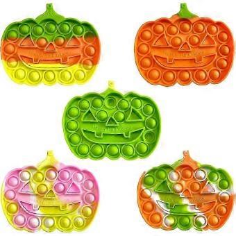 25-26 Halloween Pumpkin Pop Fidget Toys, 5 Pack Push Pops Bubble Fidgets Sensory Toy,Silicone Pressure Relieving Toys for Autism Special Needs Gifts f