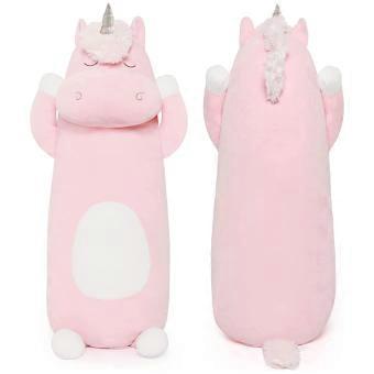 Pink Unicorn Plush Pillow 23.6 Inch Soft 2 in 1 Giant Stuffed Cuddle Companion for Kids and Adults