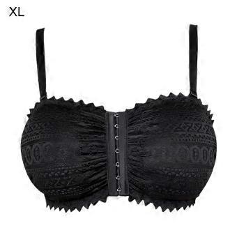 1-5 Pcs ZERILUNA Sexy Women Lace Bra with Front Closure Breathable Push Up Brassiere - Black 1XL