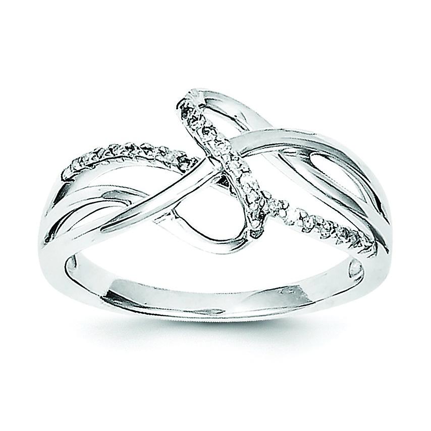 925 Sterling Silver Polished Diamond Ring 2mm Wide Band Style-Ring for Women - Ring Size: 6 to 8