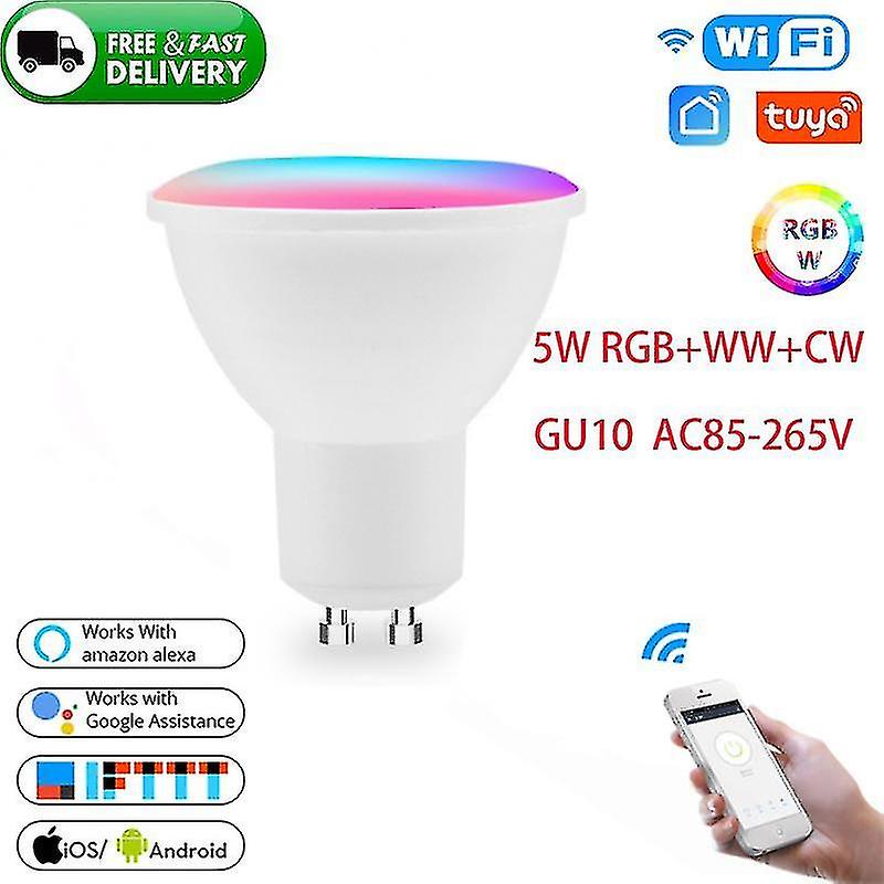 Gu10 Spotlight Wifi Bulb 5w Rgb+cw 2700-6500k Bulb App Remote Rgb Lamp For Home