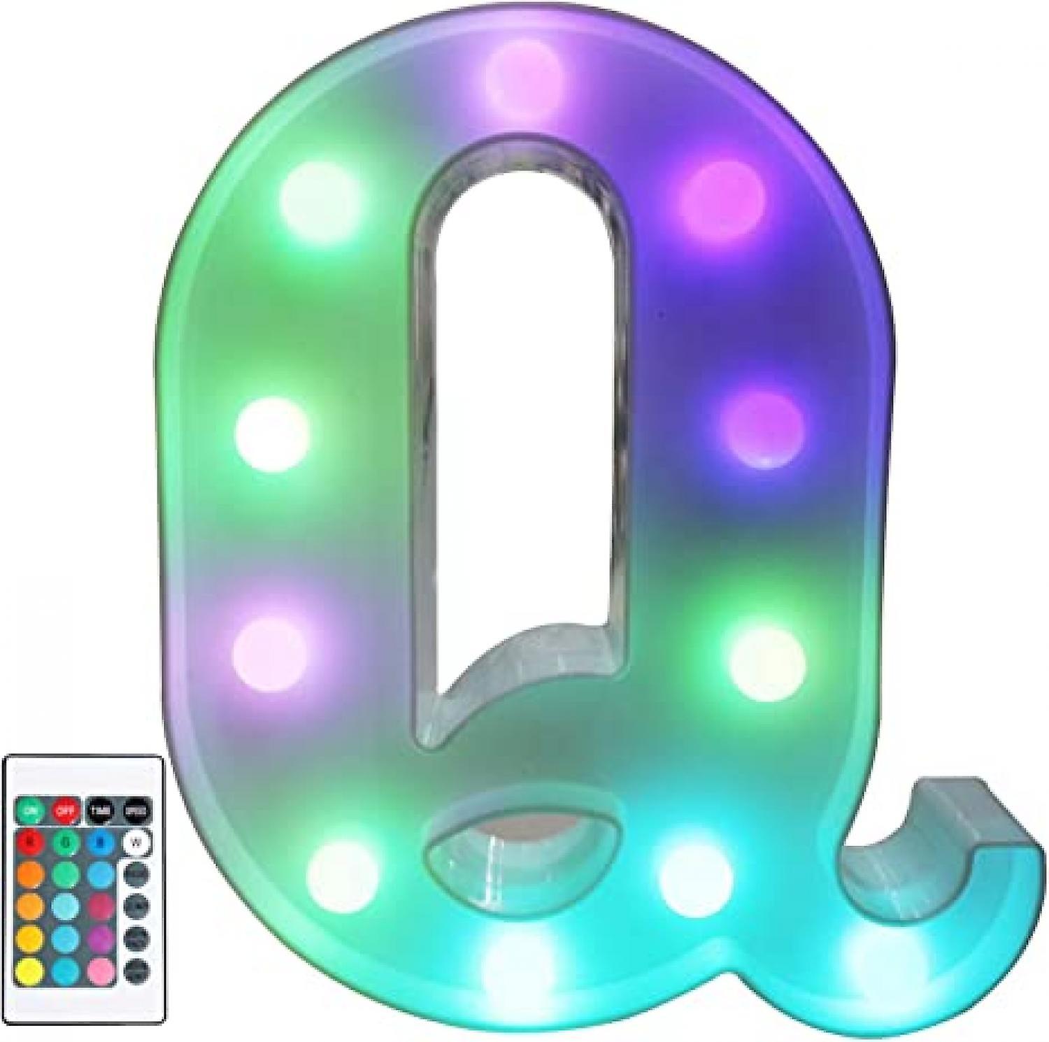Justup Colorful Led Marquee Letter Lights With Remote Light Up Marquee Signs Party Bar Letters With Lights Decorations For The Home --- Multicolor Q