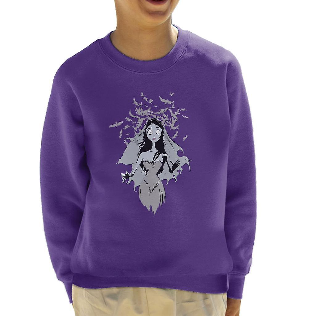 Corpse Bride Emily Surrounded By Bird Silhouettes Kid's Sweatshirt