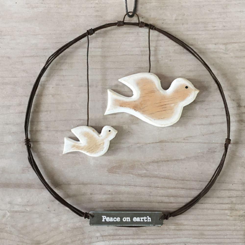 Christmas Hanging Rusty Wire Wreath - Dove | Rustic Festive Decoration
