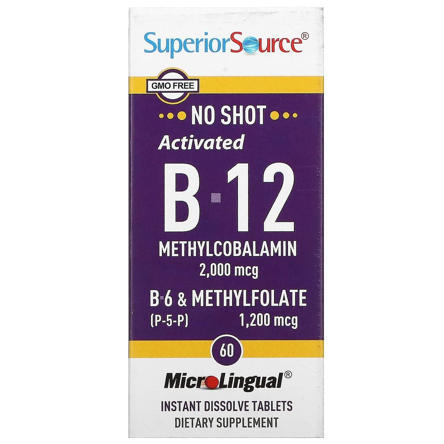 Superieure bron, geactiveerd B-12 methylcobalamine, B-6 (P-5-P) &methylfolaat, 60 microlinguale instant