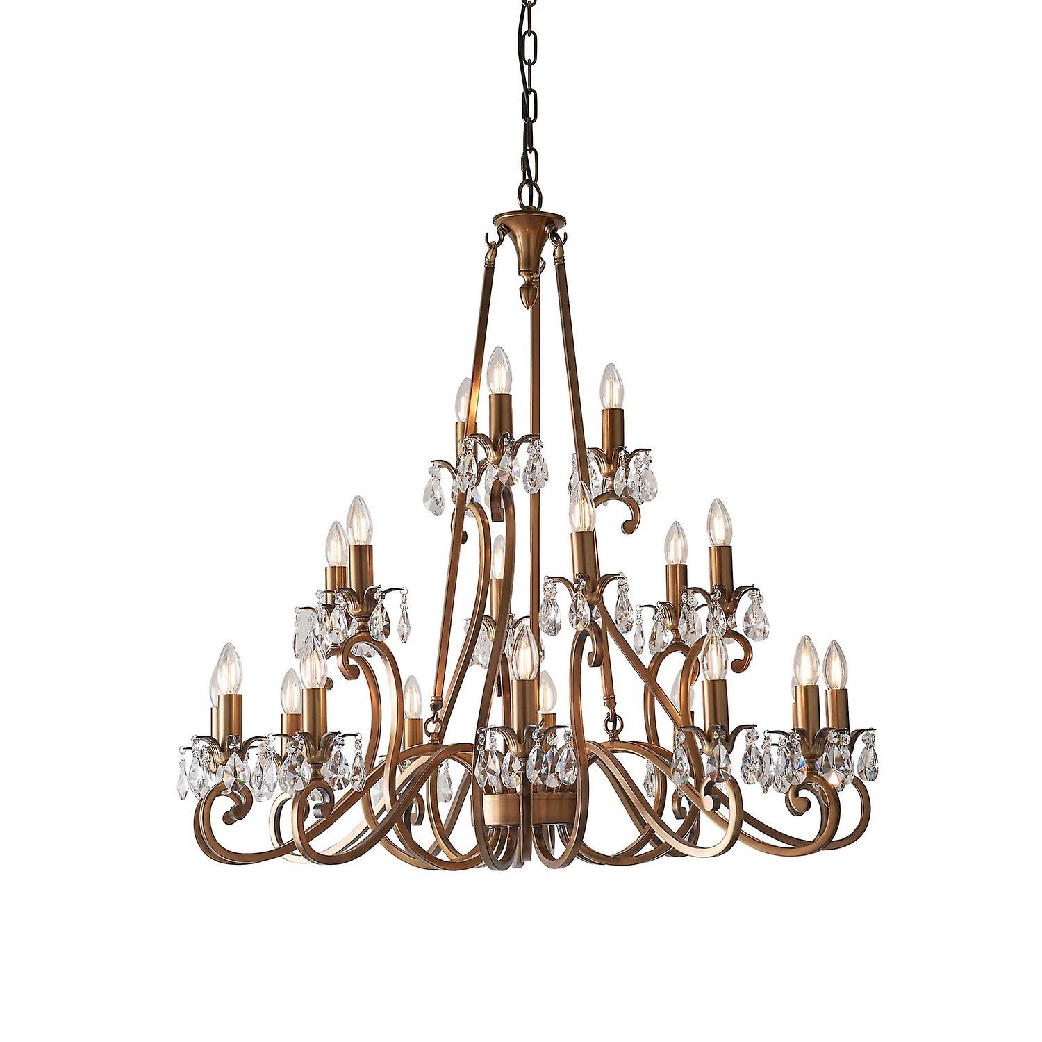 Interiors - 21 Light Chandelier Antique Brass Finish, E14