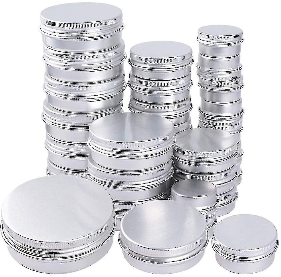 30pcs 15ml+30ml+60ml Silver Aluminum Jar Lid Empty Cosmetic Boxes Round