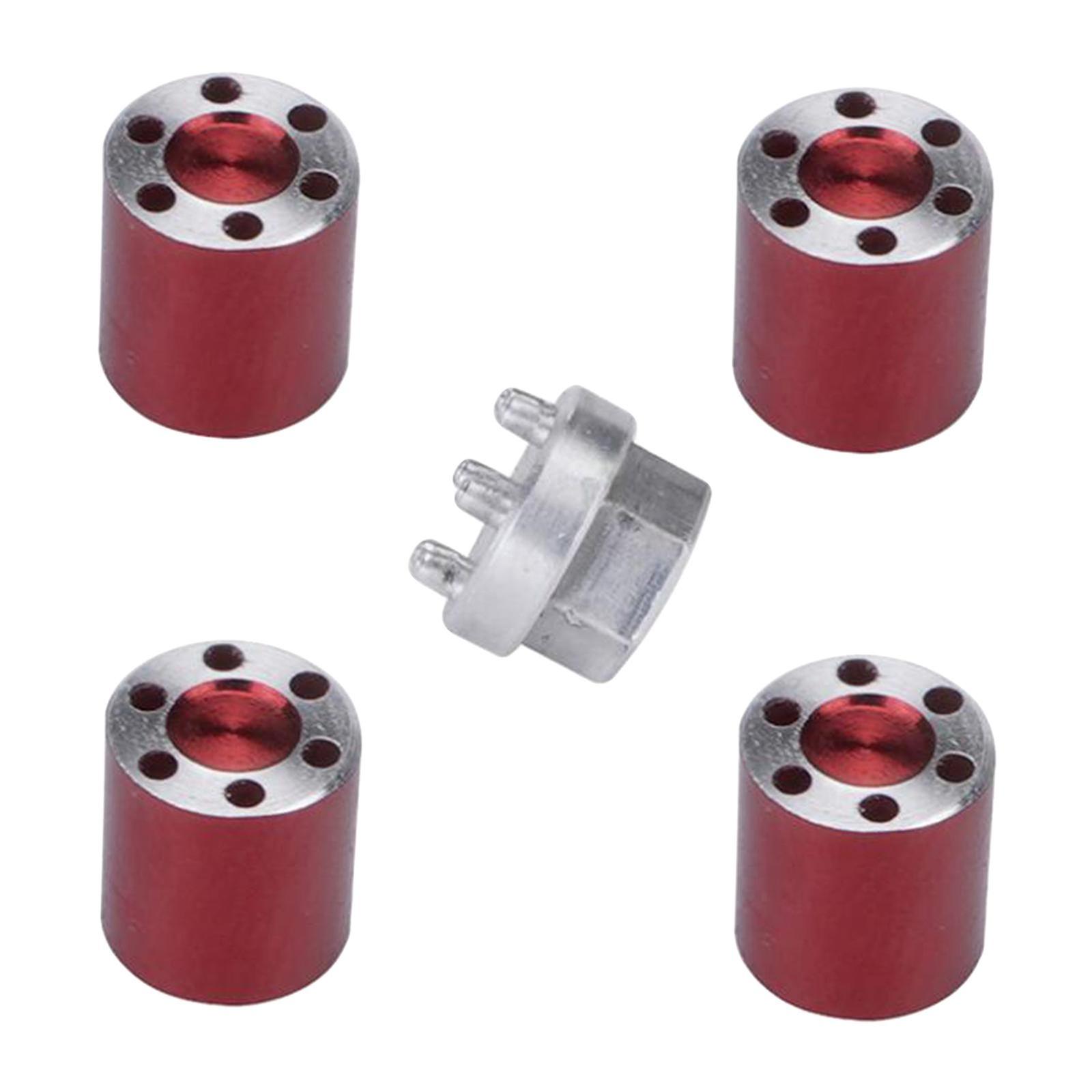 4x Metal Extended Hex Wheel Hubs Combiner for SCX24 90081 C10 Car Part Red