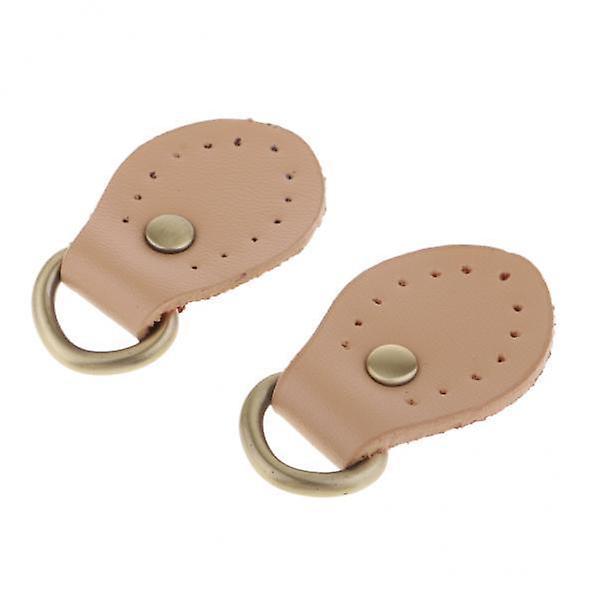 2x2pcs PU Leather Handle Snap Buckles for Handbag Making Accessories Beige