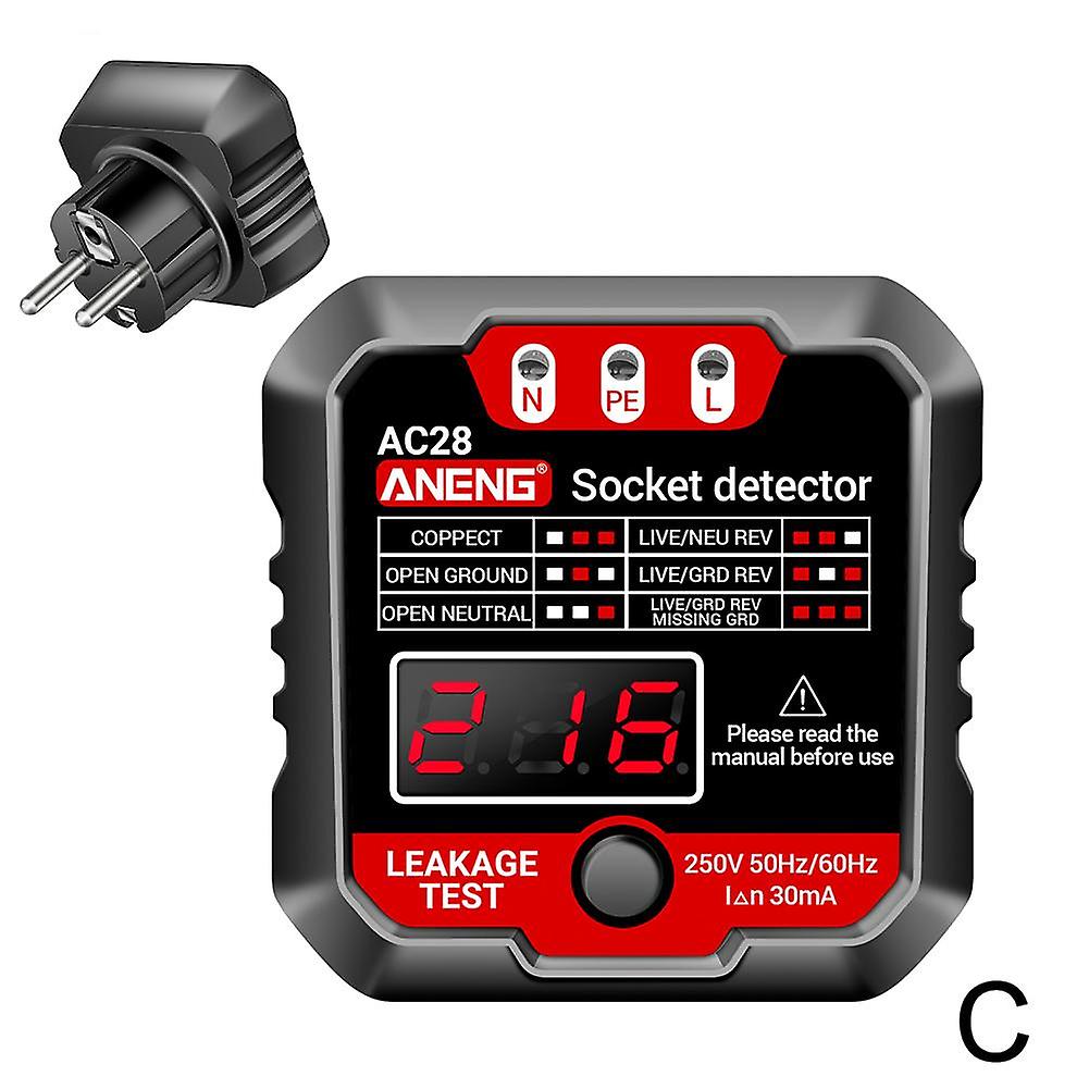 Aneng Ac28 Digital Display Socket Tester Polarity Phase Pheck Detector Voltage Test Multifunctional Electroscope Eu Us Plug