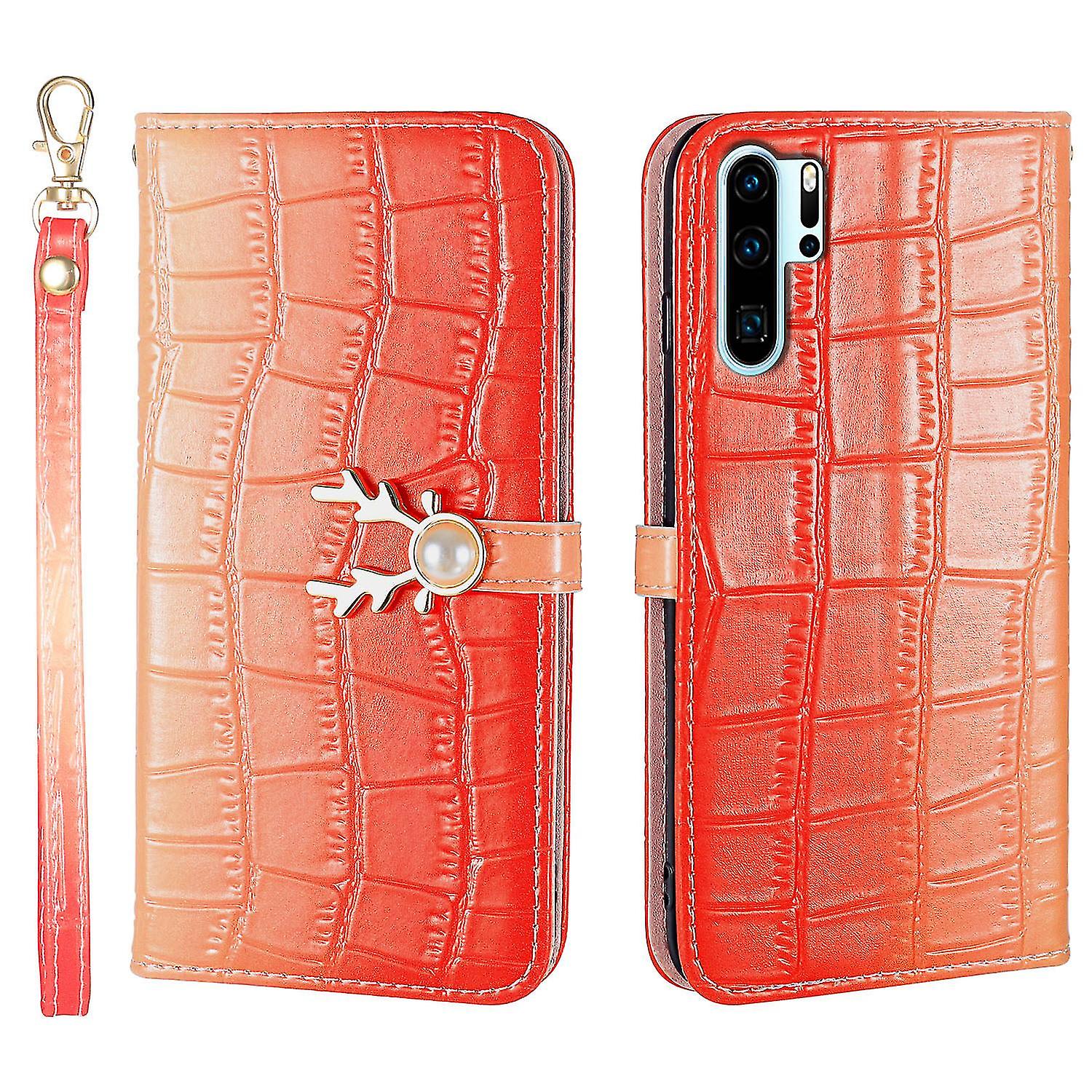 Elk Pattern Phone Case For Huawei P30 Pro With Card Holder, Lanyard, Pu Leather Material, Wallet Function, Corner Fall Protection