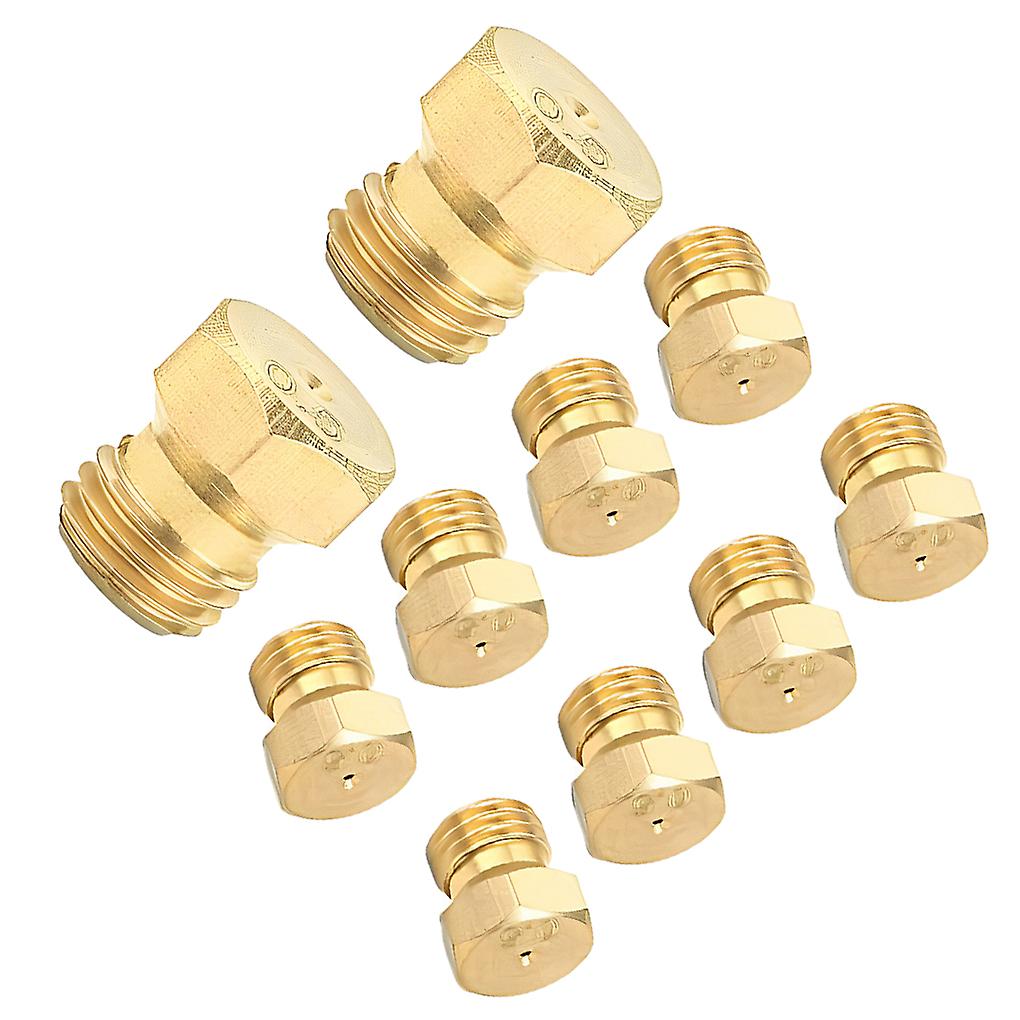 10x Golden Yellow Brass Jet Nozzles Hexagon Functional For Burner Parts Nozzle Size Suitable For
