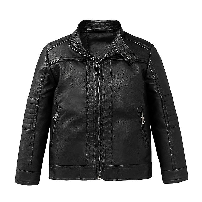 Boys Motorcycle Biker Pu Leather Jacket
