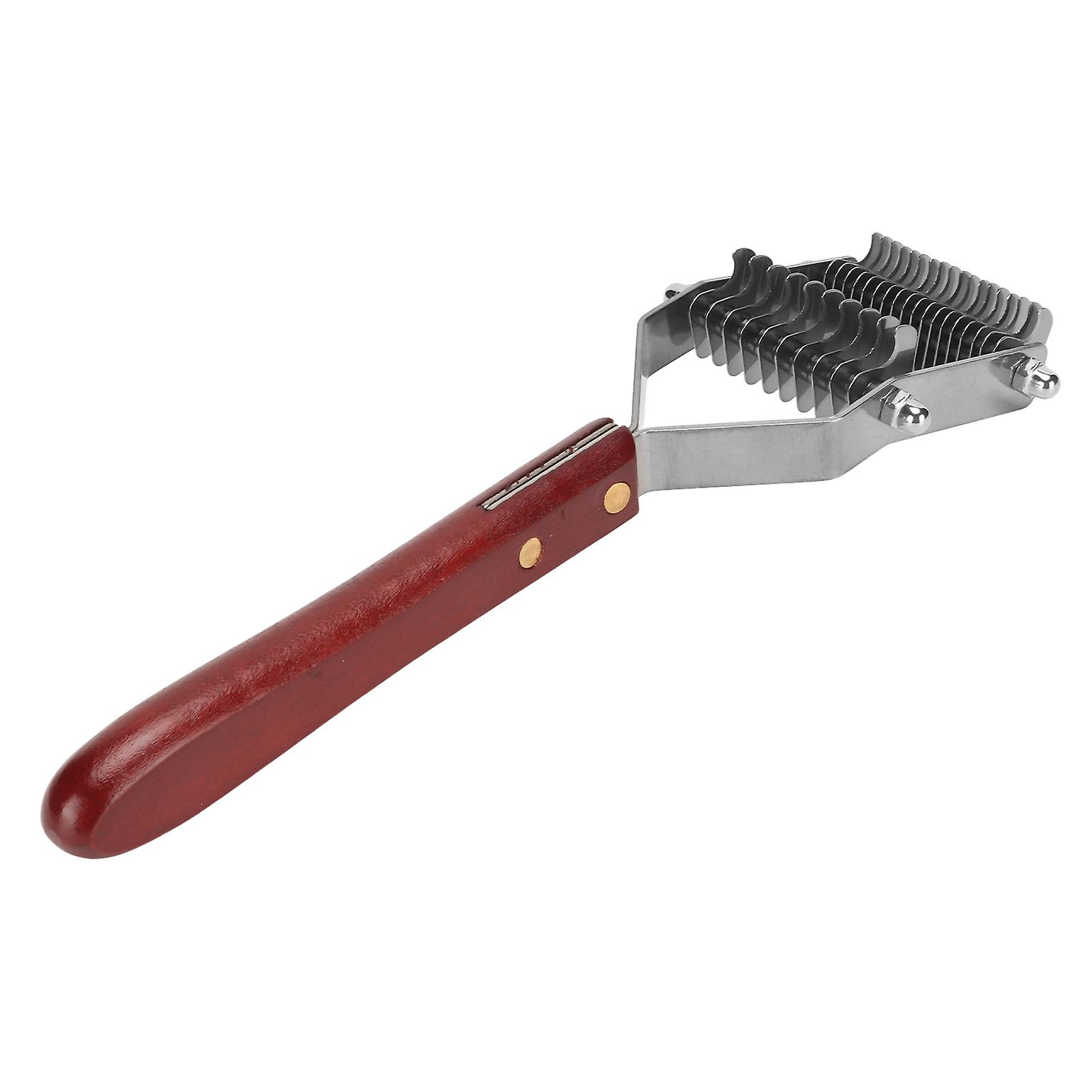 Pet Dematting Comb 2 rader Rustfritt stål Blader Trehåndtak Pet Underjakke Rake Brush for Cat Dog Øvre 13 Nedre 8 Blader 