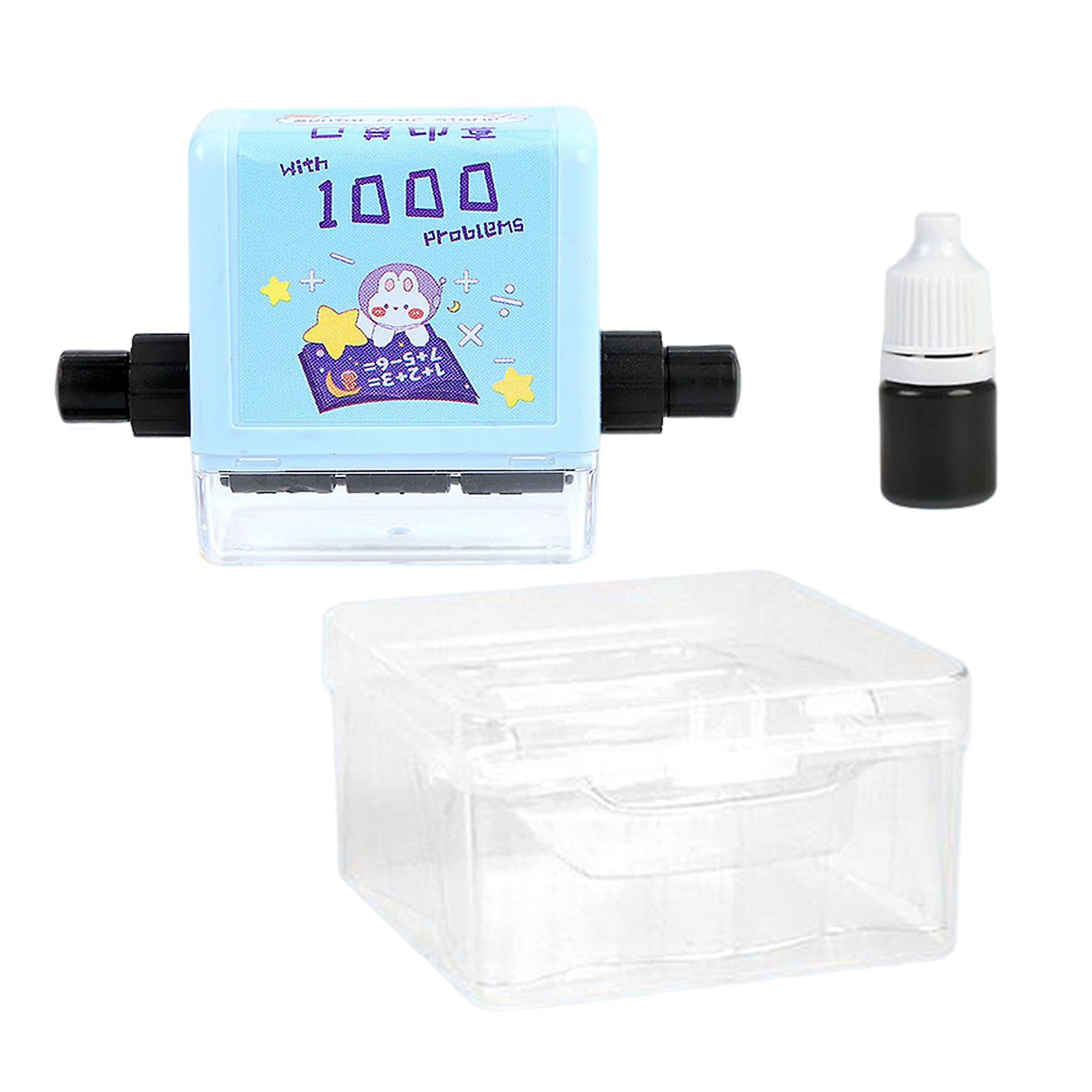 Math Roller Stamp Compact Kids Educational Toy Roller Digital Teaching Stamp Blue