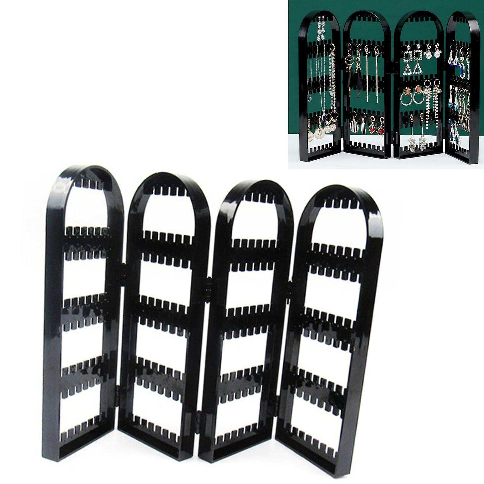 240 حفرة منظم حامل قرط قابل للطي ، 43.5x28x2 سم ، أسود