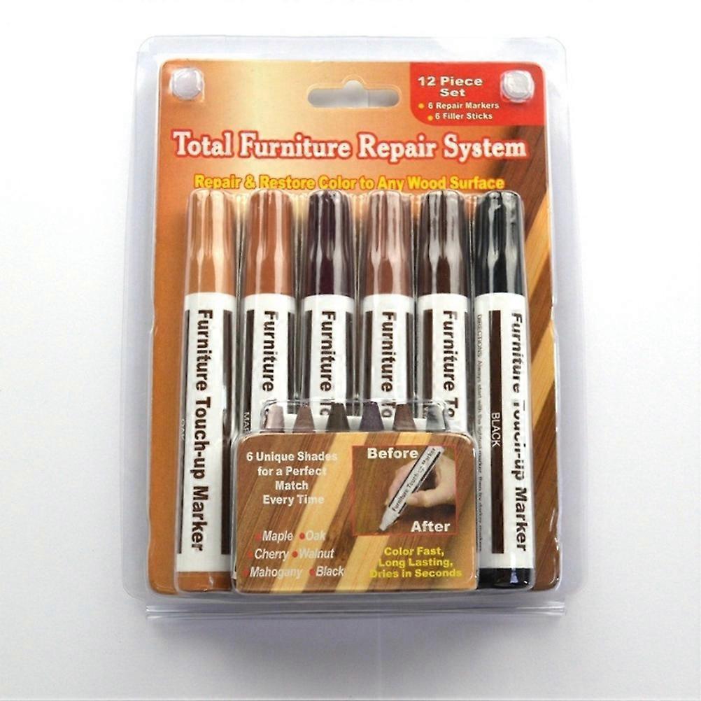 Furniture Repair Kit Wood Markers Wax Sticks with Sharpener Kit for Stains Scratches Wood Floors Tables Desks Carpenters