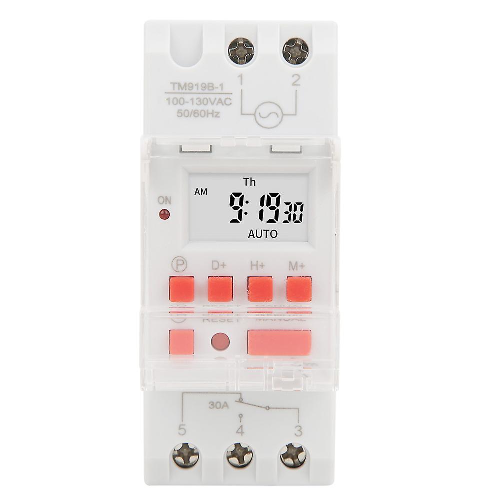 TM919B-1 100-130V AC 30A Weekly Timer Switch LCD On Off Control Programmable Time Relay