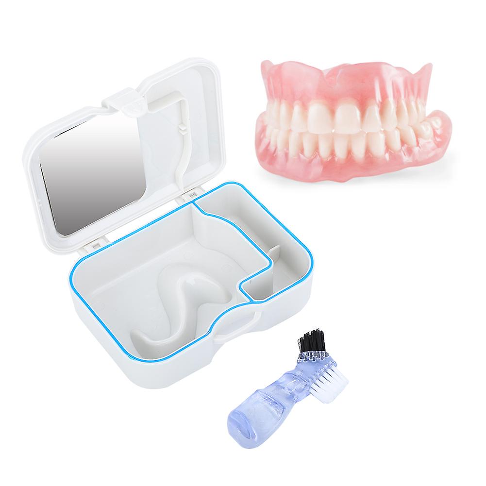 Denture Storage Box, False Teeth Container, Denture Storage Case with Mirror