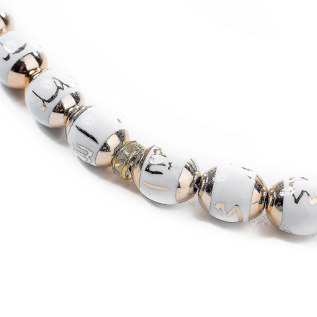 Set Da 2 Rosari Musulmani 99 Perline In Smalto Colorato Grigio Argento: Collana Mala E Bracciale Elastico Regalo - 3