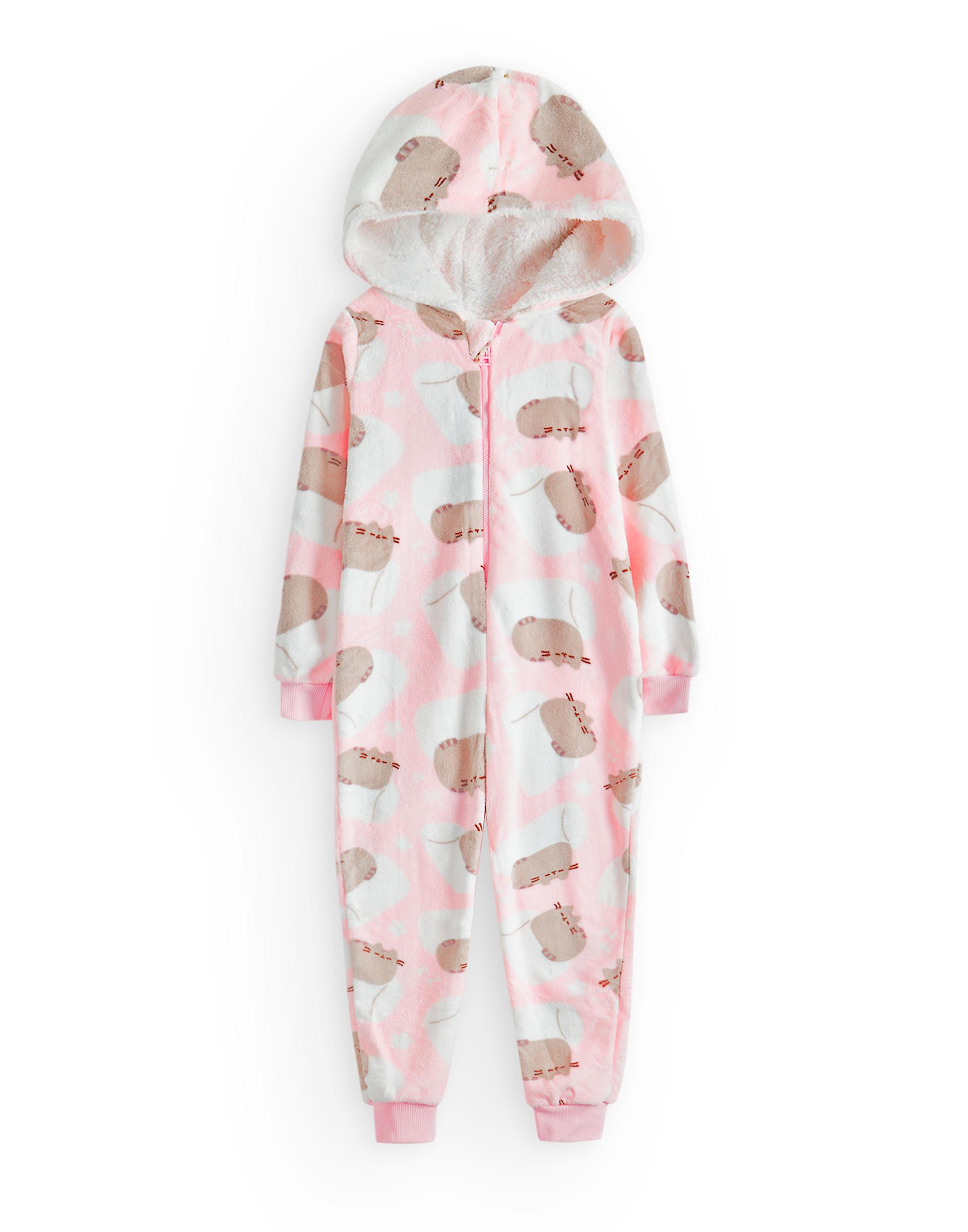 Pusheen Girls Onesie Pink All-Over Print With Novelty Ears