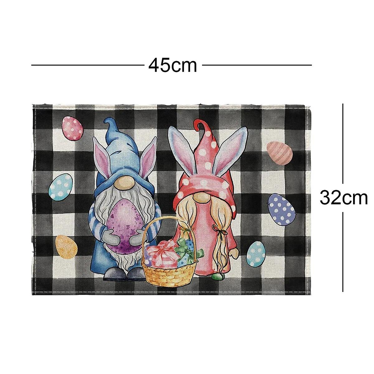 2024 Easter Bunny Table Runner Gnome Rabbit Party Decor Creative Tablemat Easter Placemat Table Decoration For Dining Home