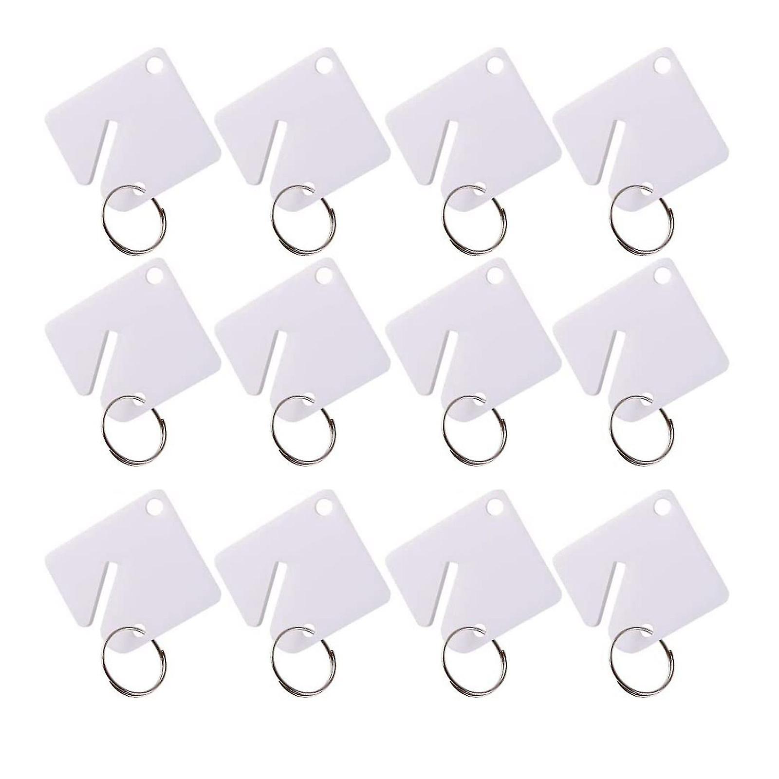 60 Pcs Square Slotted Cabinet For Key Tag With Hook Write-on Tags Round Split Ring