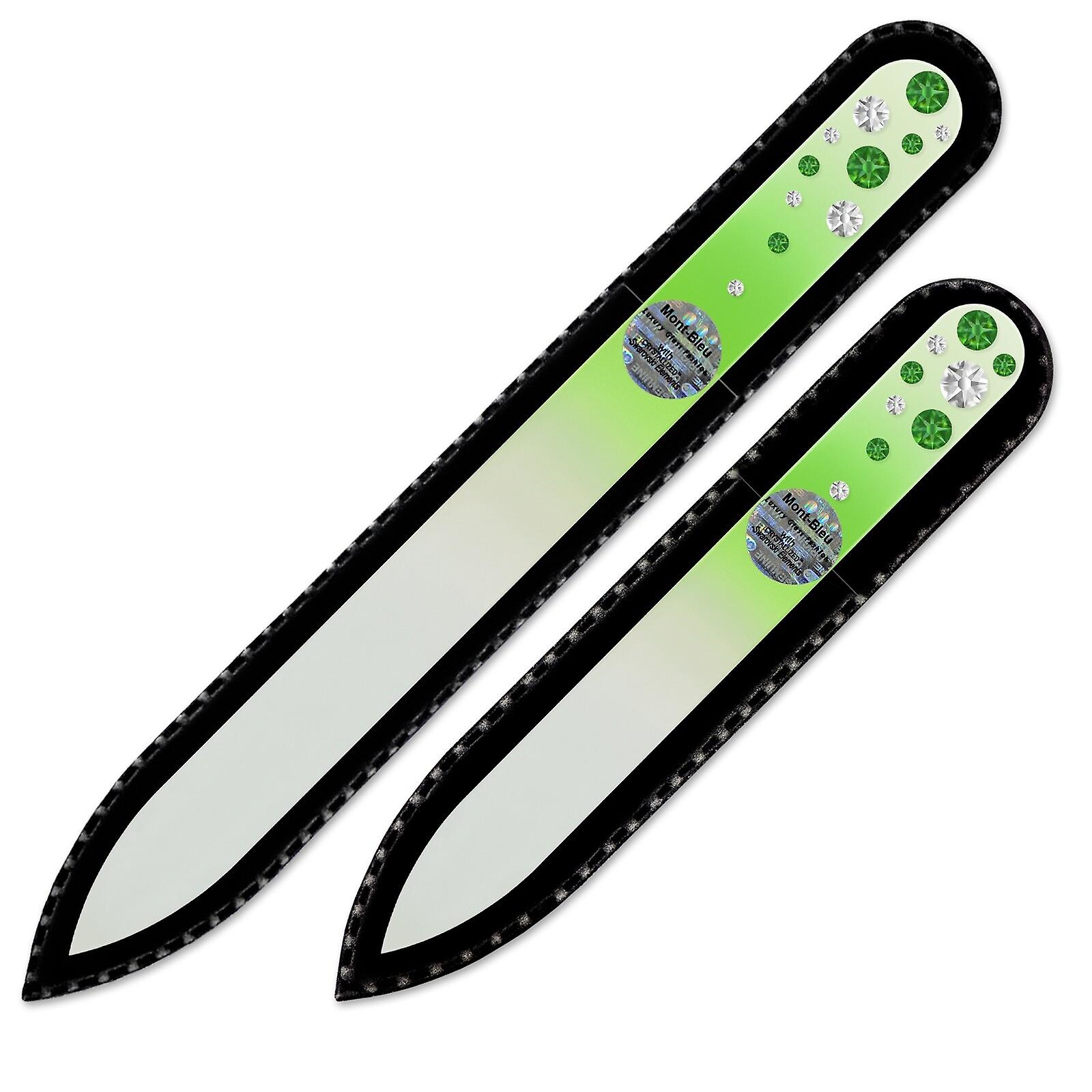 A set of 2 Colorful Crystal Nail Files with Swarovski crystals WC-MS - Fern Green - Crystal