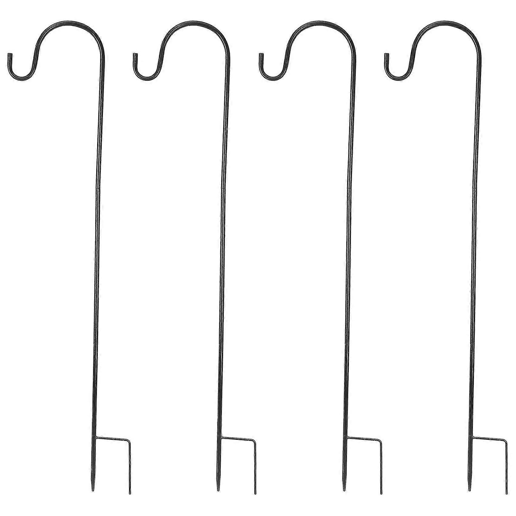 4 Pcs Adjustable Shepherd Crook Hooks,festoon Pole With Base,garden Border Hook For String Lights,fl