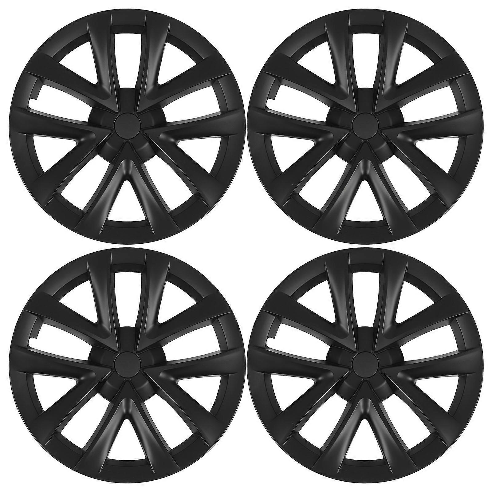 4PCS 18in Wheel Hubcap for Model S Plaid Style Replacement for Tesla Model 3 2017 to 2023 Matte Black E2U611