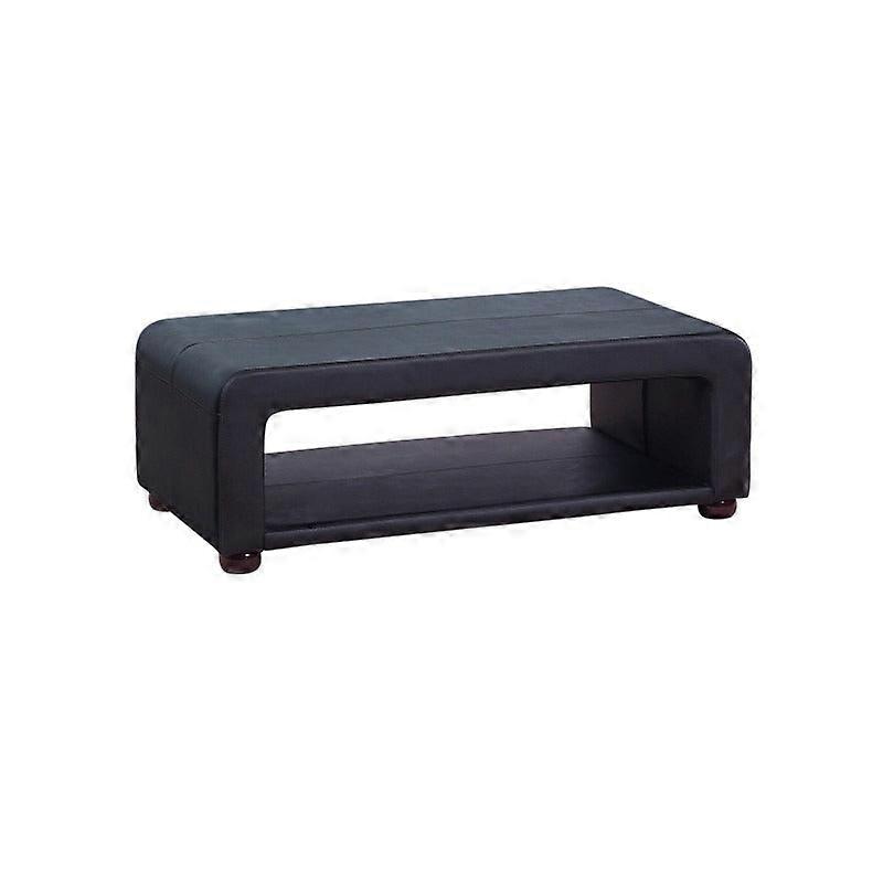 Coffee Table Upholstered Pu Leather In Black Colour With Open Storage Coffee Tables