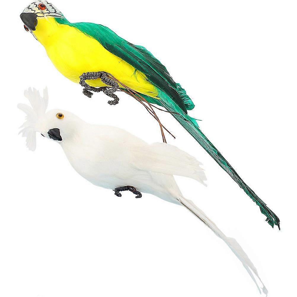 2pcs Artificial Bird Lifelike Parrot Model Simulation Parrot Decor Garden Decor