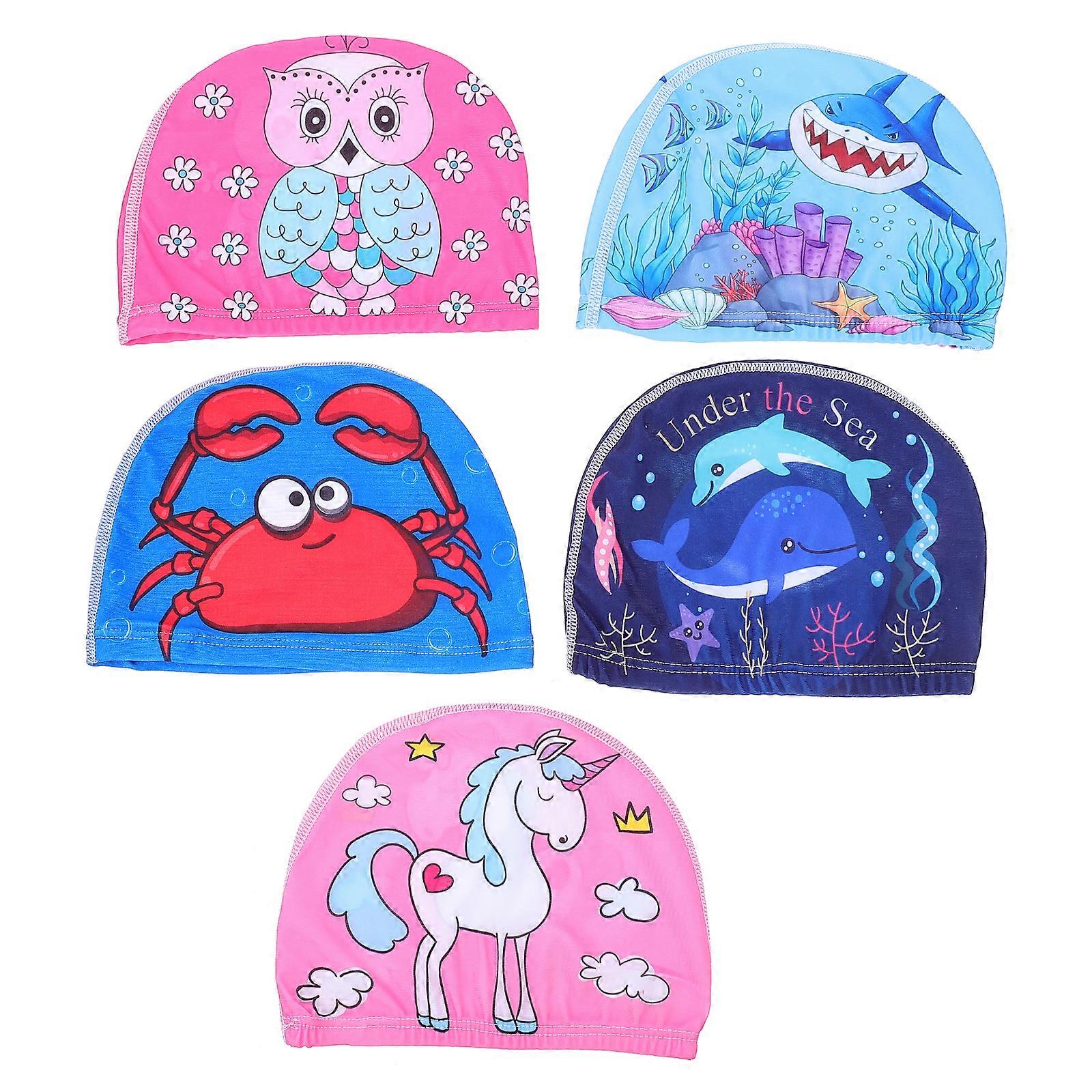 5 Pcs Mignon Chapeau De Bain Bonnet De Bain Portable Bonnets De Bain Tête De Natation Bonnet De Bain Polyester