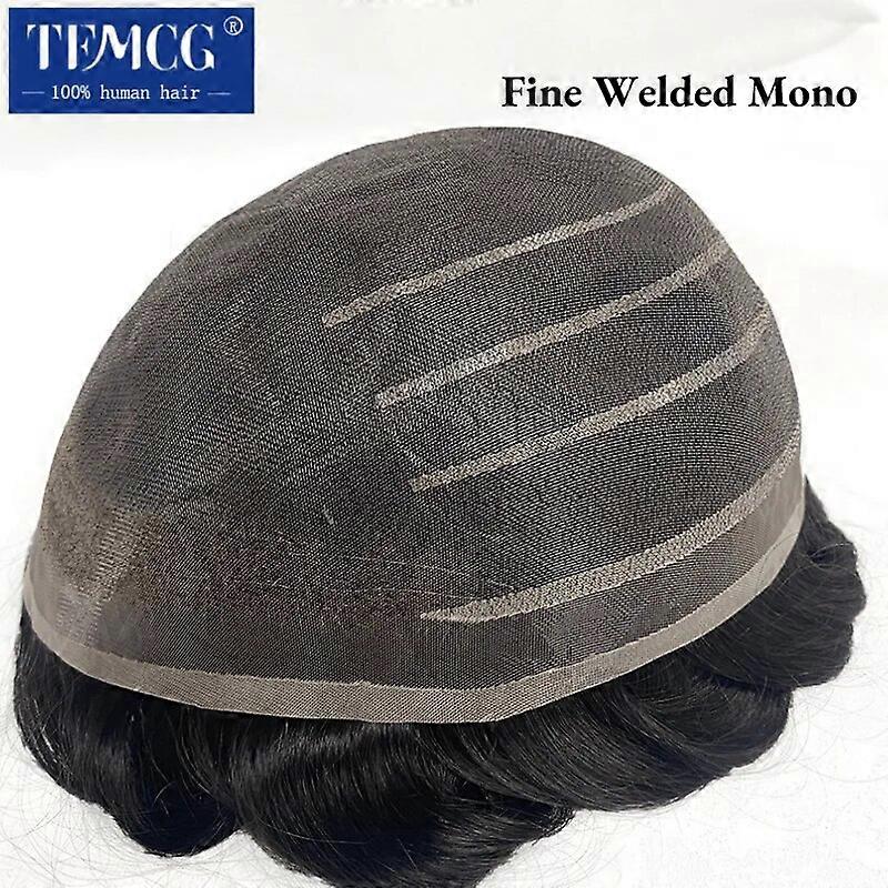 מונו טופי מרותך דק לגברים 100% טבעי שיער אנושי Toupee גברים תותבת שיער גברי נושם 7 "מערכת החלפה