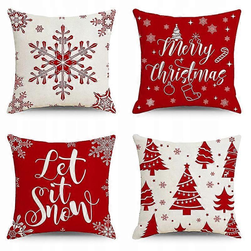 4pcs Linen Christmas Pillowcase Decorations Pillowcase