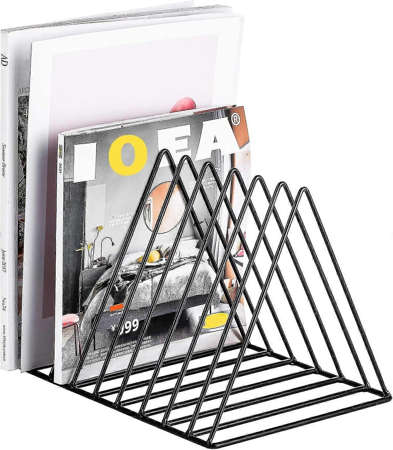 Record Rack,Magazine Holder,Newspapers HolderLetters Storage,Desktop File Sorter Organizer Triangle Bookshelf Decor Home Office,P