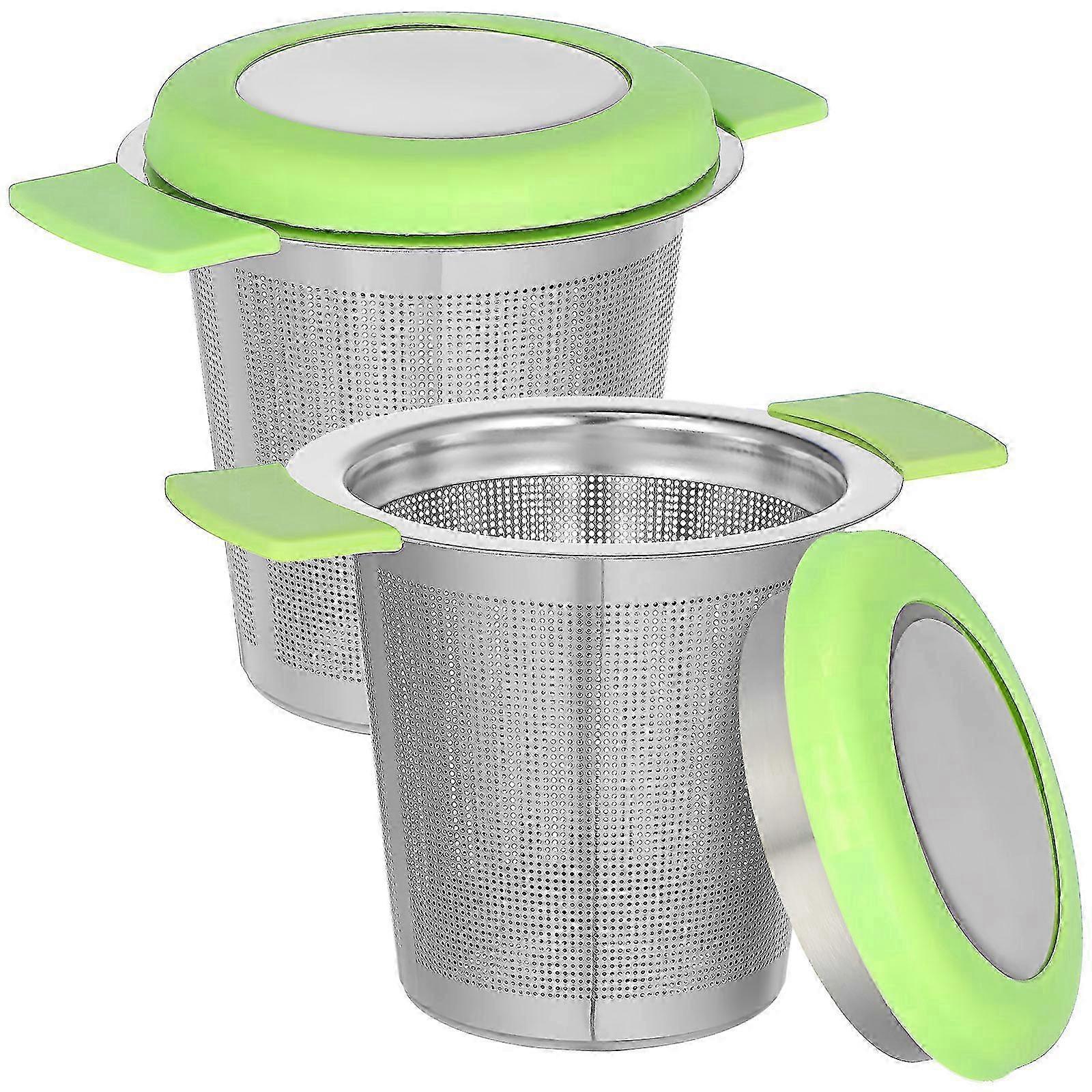 2pcs Tea Strainers Mesh Tea Filter Loose Tea Strainers Lidded Tea Infuser Holder With Double Handles