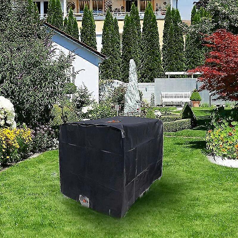 Water Tank Tarpaulin, 210D Oxford Cloth Water Tank Cover, Protective Hood with Top Window and Zipper, Tank Cover (600L-Black)
