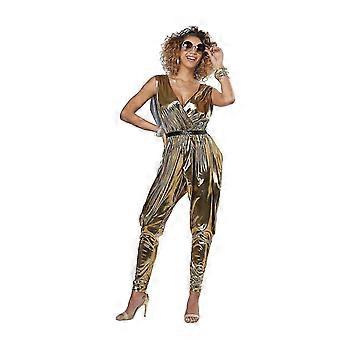 Women's 70s Glitz And Glamour Gold Jumpsuit Fancy Dress Costume | Fruugo UK