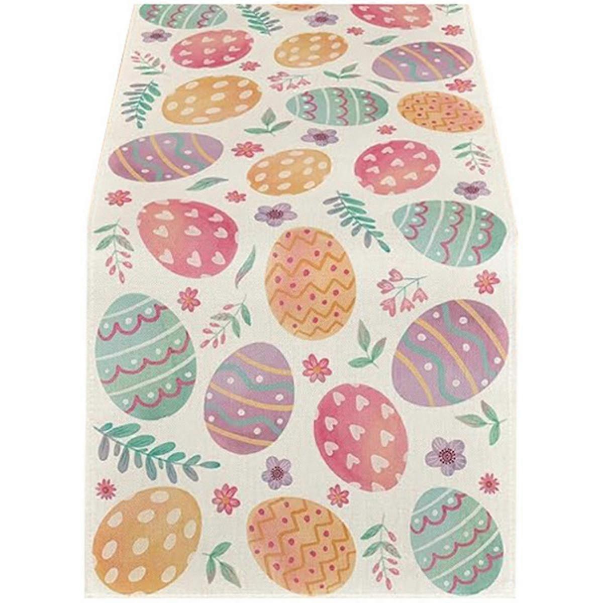 Watercolour Easter Eggs Table Runner, Seasonal Spring Kitchen Dining Table Decoration for Home Part