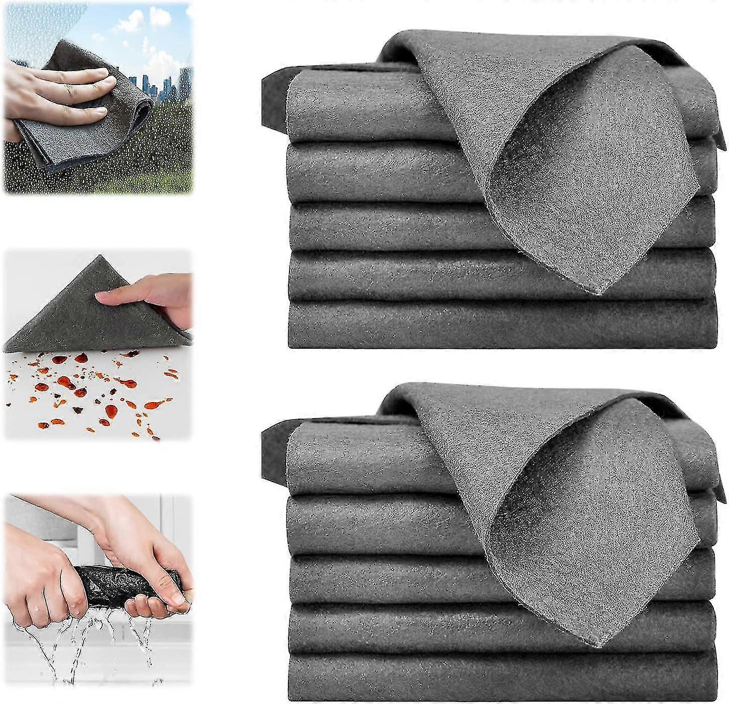 Magic Cleaning Cloth Set, 10pcs Thickened Microfiber Glass Wiping Rags