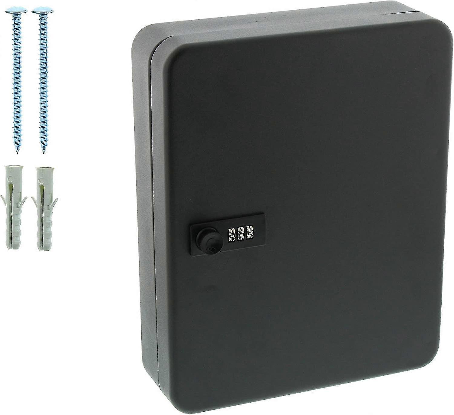 Lockable Key Box With Number Code, 36 Numbered Hooks, Sheet Steel, Matt Black Jskee