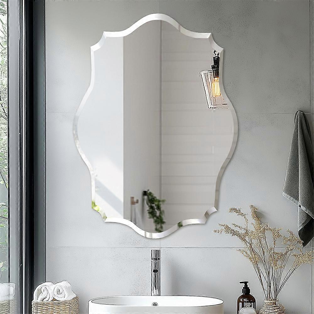 miroir mural décoratif festonné sans cadre bord biseauté miroir de courtoisie en verre pour salle de bain salon chambre à coucher miroir slive