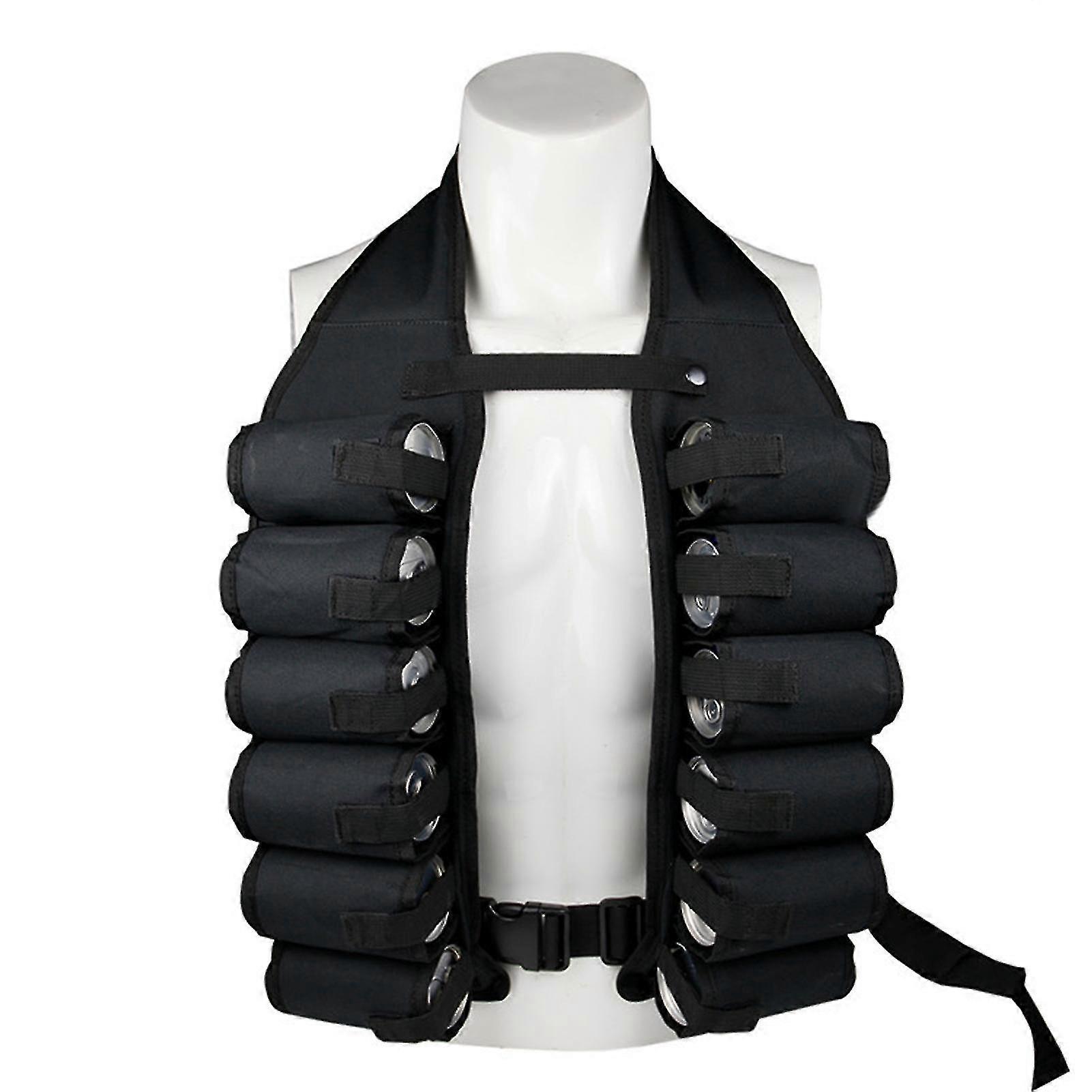 Beer Drinking Vest Breathable Multi-pockets Insert Buckle Oxford Cloth Beer Storage Vest For Outdoor