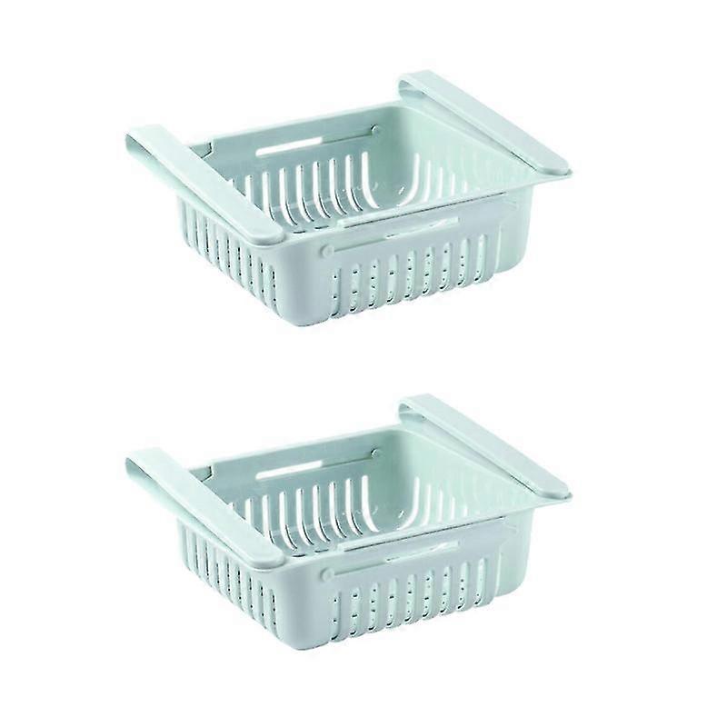 2pcs refrigerator storage box retractable storage box fridge retractable storage box (sky-blue)