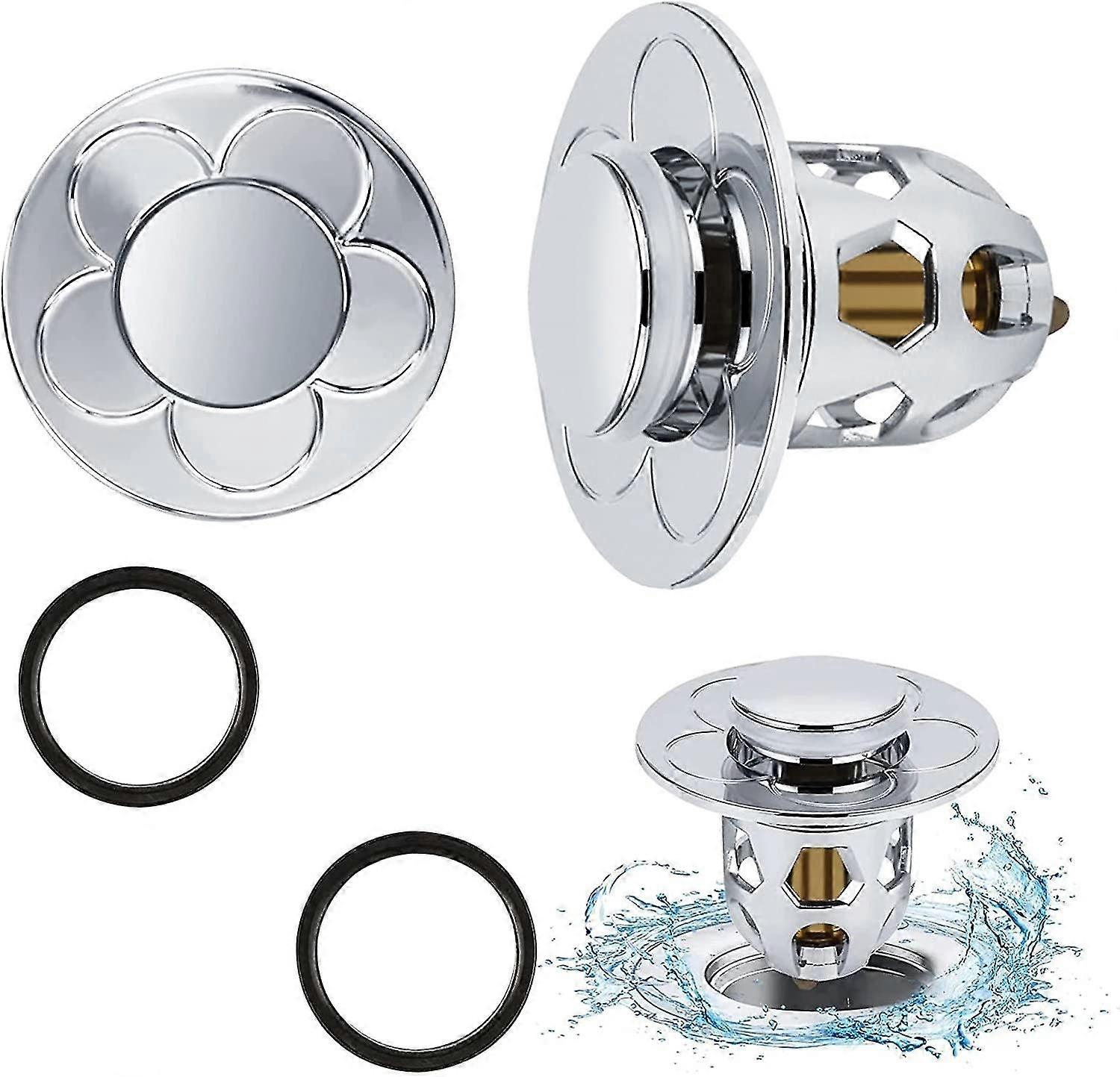 2 pièces Universal Pop Up Sink Drain, drain d’évier pop-up avec filtre anti-colmatage, trou de drain filtrant les cheveux 34-40mm